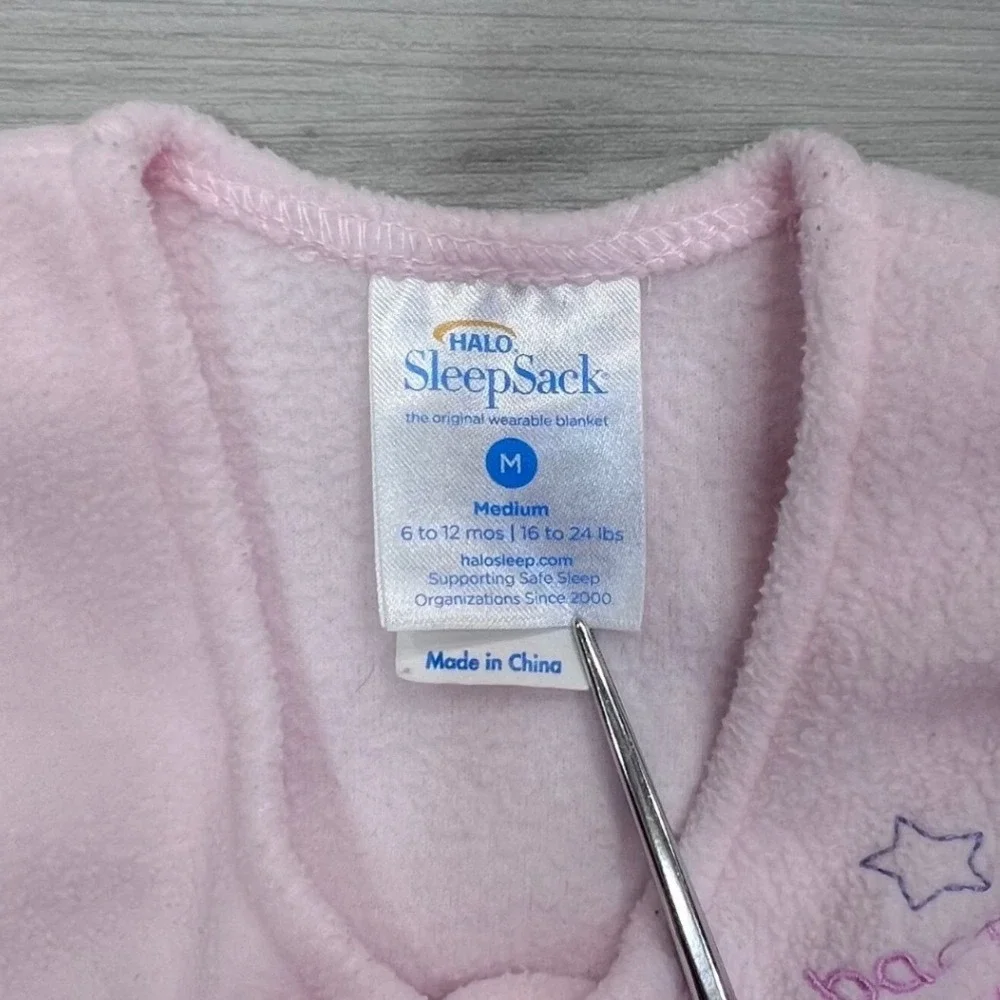 Halo SleepSack Pink Fleece Wearable Blanket Medium 6-12 Months Back Is Best Moon